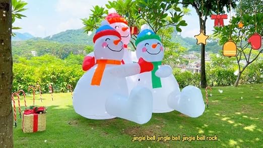 2025 Christmas Inflatable Snowman 6FT 3 Snowmen Brothers Hugging Christmas Inflatables Outdoor Decoration Xmas Snowman Blow Up Decor with Built-in 5 LEDs for Holiday Party Yard Garden Lawn