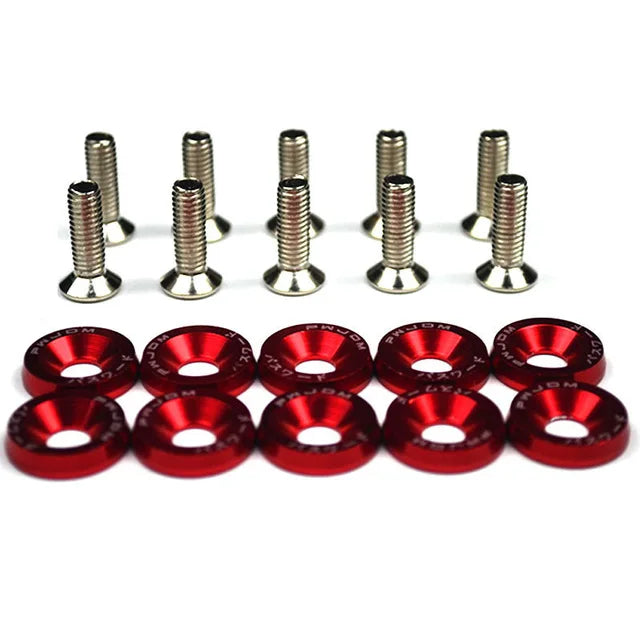 10PCS M6 JDM Car Modified Hex Fasteners Fender Washer Bumper Engine Concave Screws Fender Washer License Plate Bolts Car Styling