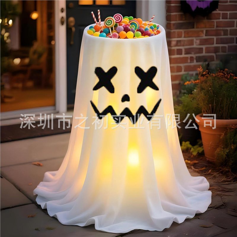 Halloween ghost fruit plate ornament, glowing door decoration, pumpkin bucket, candy bucket, cute outdoor decoration