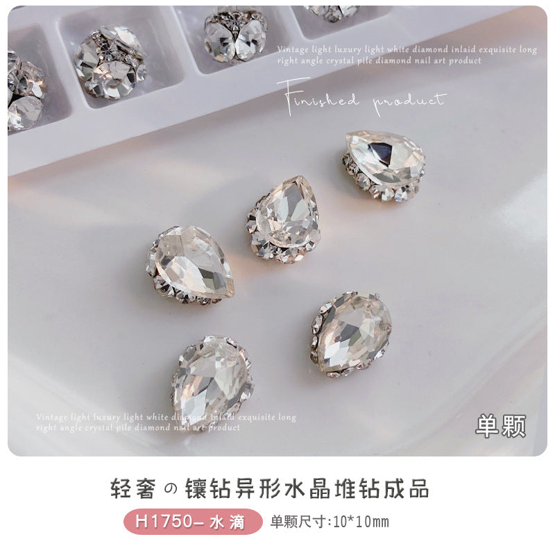 White-transparent finished pile drill nail art accessories high-level hand pile drill ball flash full drill large right angle nail drill accessories