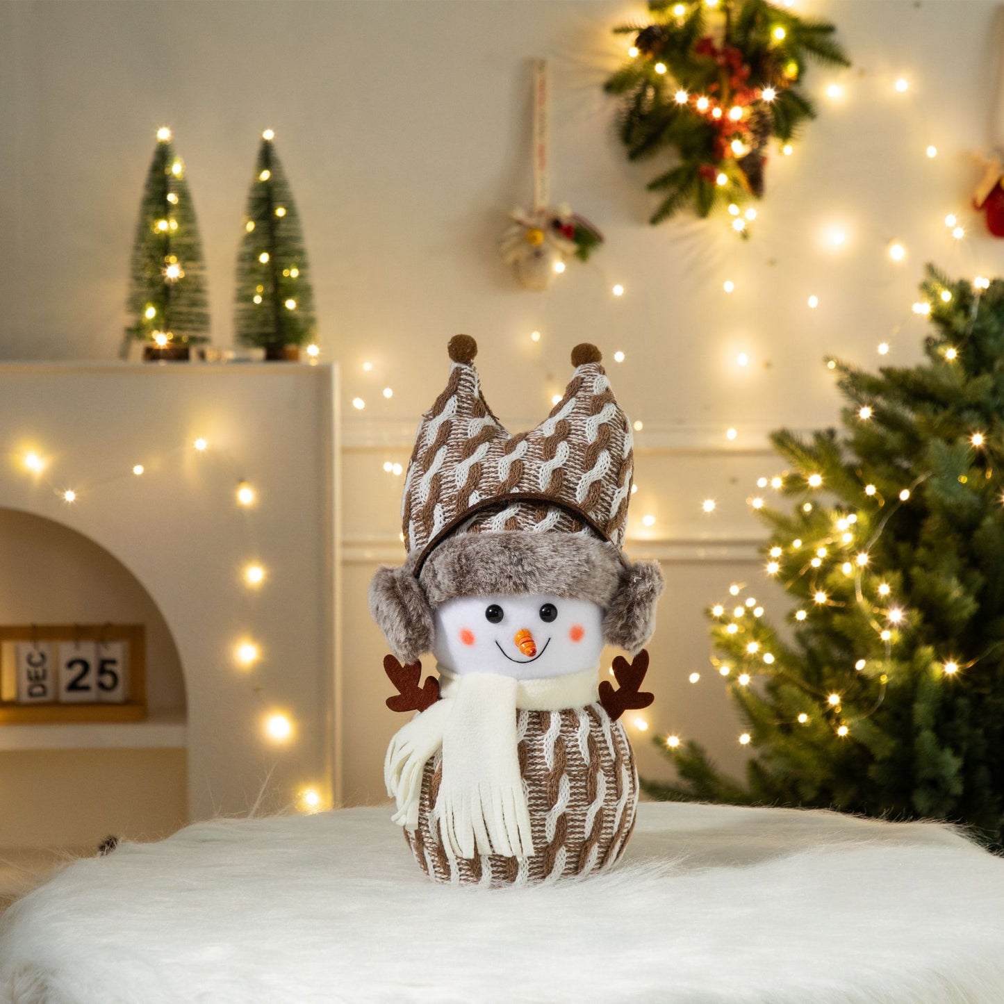 Cross-Border Antler Snowman Doll Christmas Decorations Cute Snowman Doll Christmas Ornaments Christmas Tree Decorations