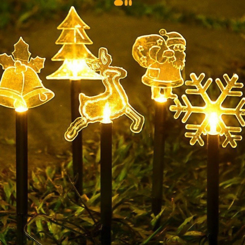 Cross-Border Led Solar Christmas Decoration Cane Light String Lawn Candy Snowflake Ground Lights Garden Lights Outdoor