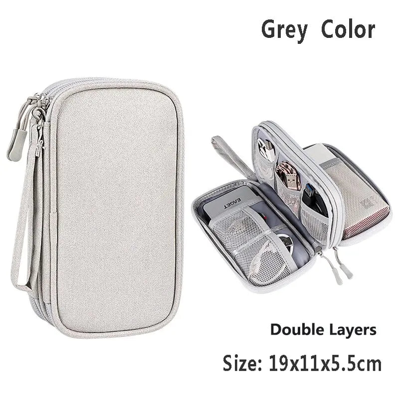 Data Cable Storage Bag Waterproof Portable Carry Case Storage Bag Travel Organizer Bag for Cable Cord USB Charger