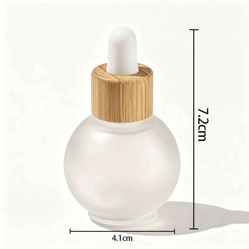 20/30ml Ball-Shape Dropper Glass Bottle Spherical Refill Metal Cap Essence Massage Oils Serum Aromatherapy Liquid for Pipette
