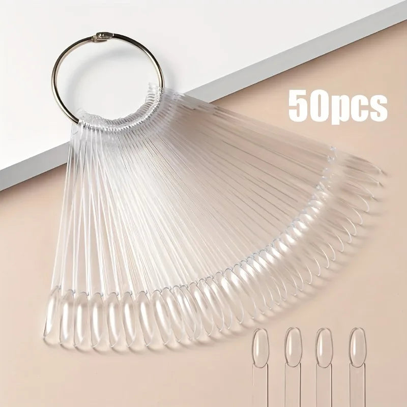 50pcs/100pcs Transparent Nail Swatch Sticks Kit - Reusable False Nail Sample Display Palette, Gel Polish Color Practice Tools