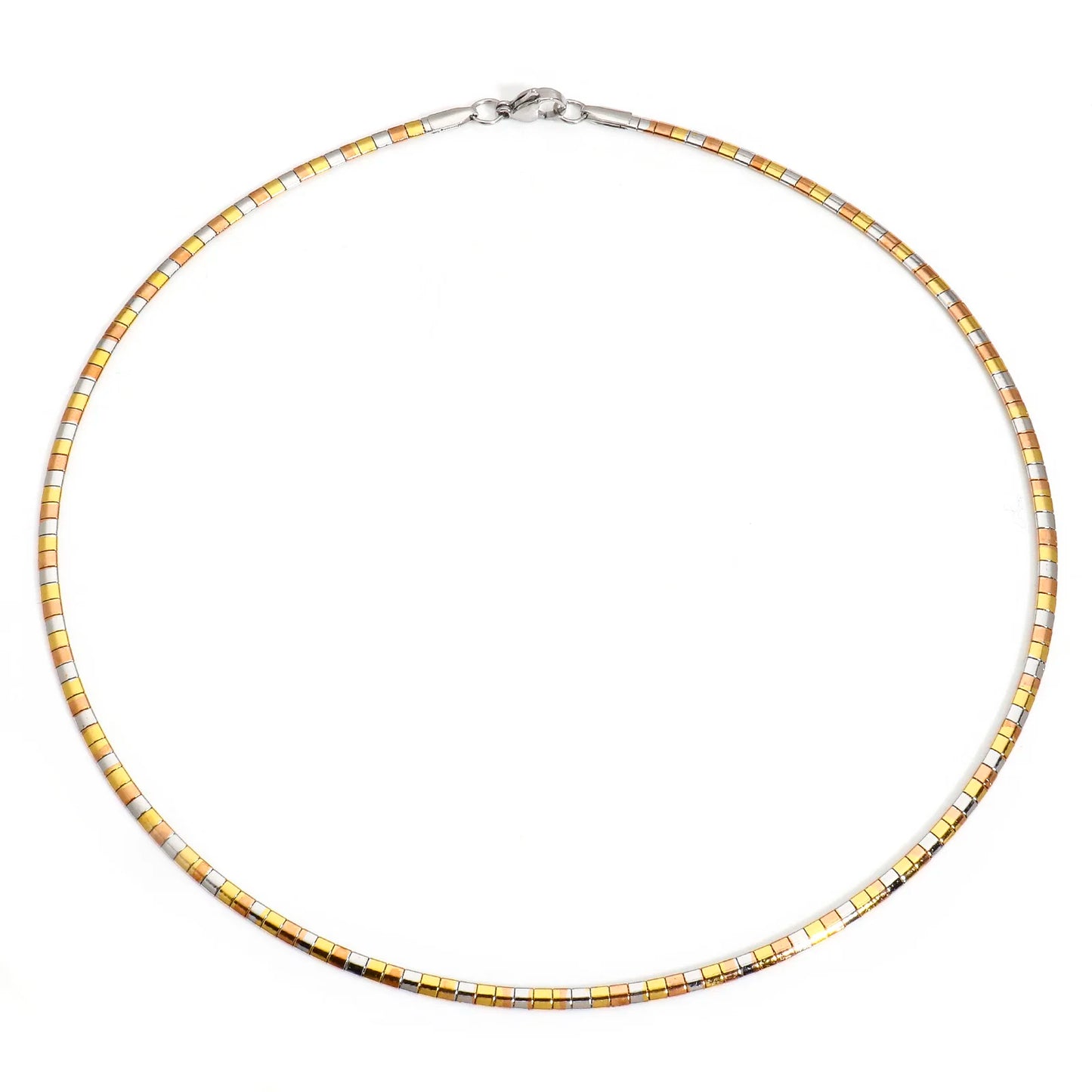 1 Piece 304 Stainless Steel Chain Collar Neck Ring Necklace For Women Men Golden/Silvery Punk Jewelry 45cm(17 6/8") Long