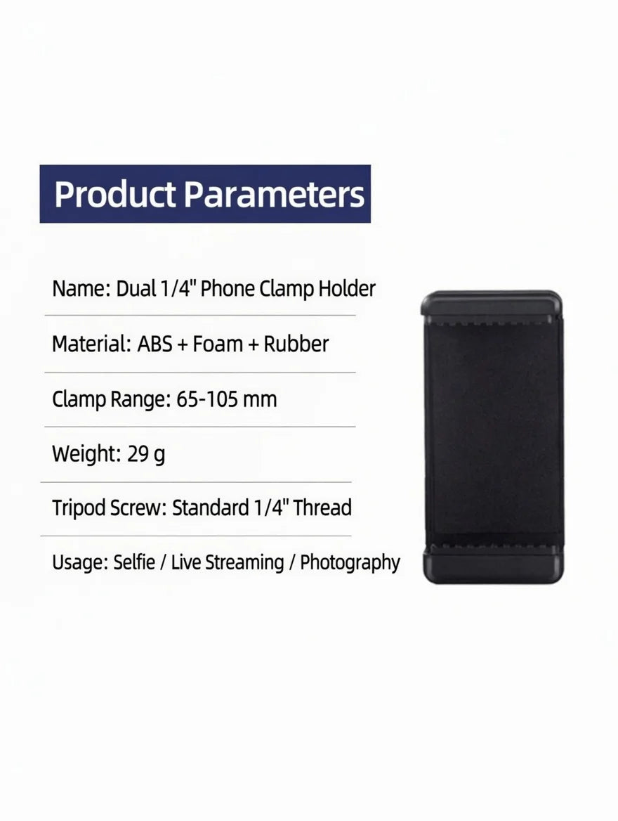 KVANNO Universal Phone Tripod Mount 1/4'' Screw Holder Clip Adapter For Phone Video Recording Vlog Photography Stand Accessories