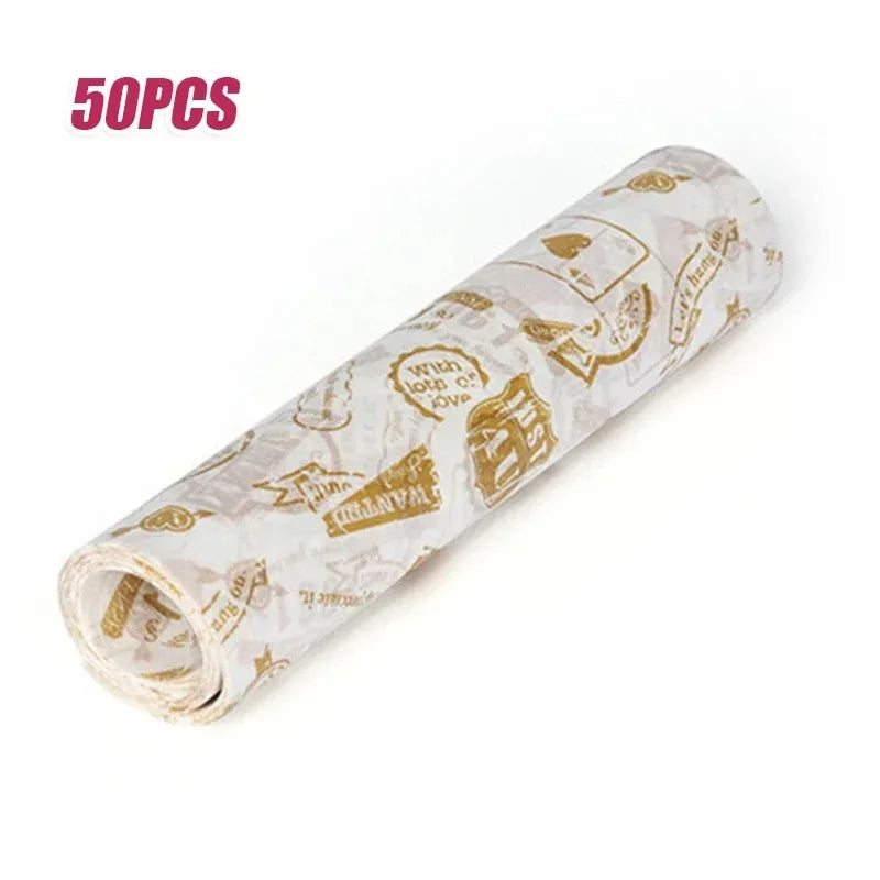10/50Pcs Wax Paper Wrap Sheets Sandwich Wrap Wax Paper Deli Wax Paper Sheets Grease Resistant Tray Basket Liners Newsprint Paper