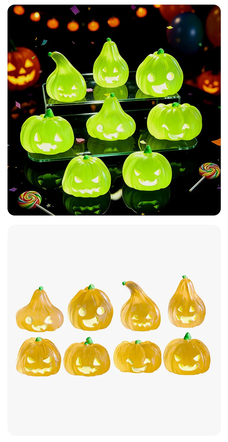 Halloween Luminous Pumpkin Decoration Cute DIY Expression Micro Landscape Small Desktop Ornaments Home Garden Figurines
