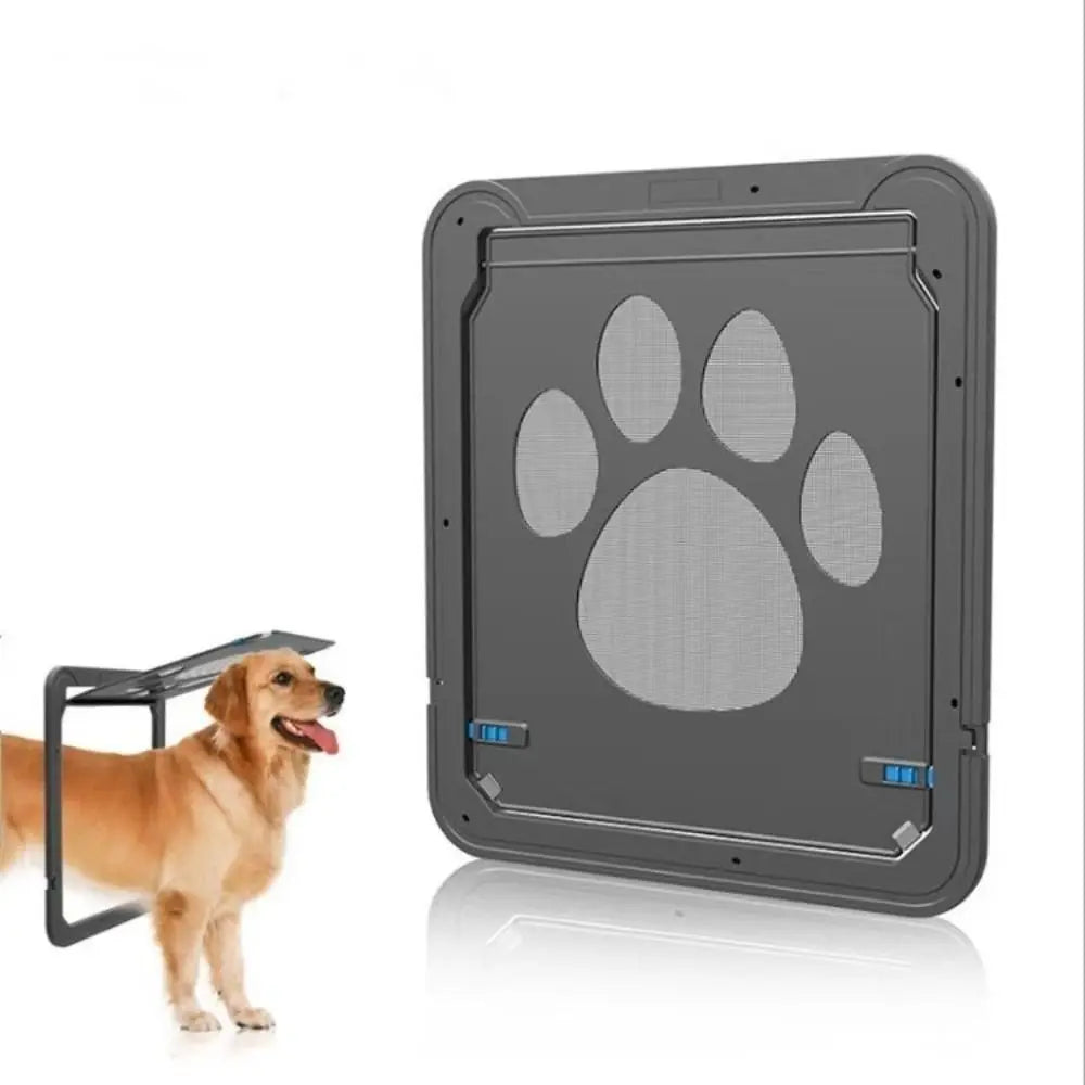 Plastic Pet Lockable Screen Door Automatic Lock Magnetic Flap Dog Flap Door Ventilation Weatherproof Self-Closing Pet Door