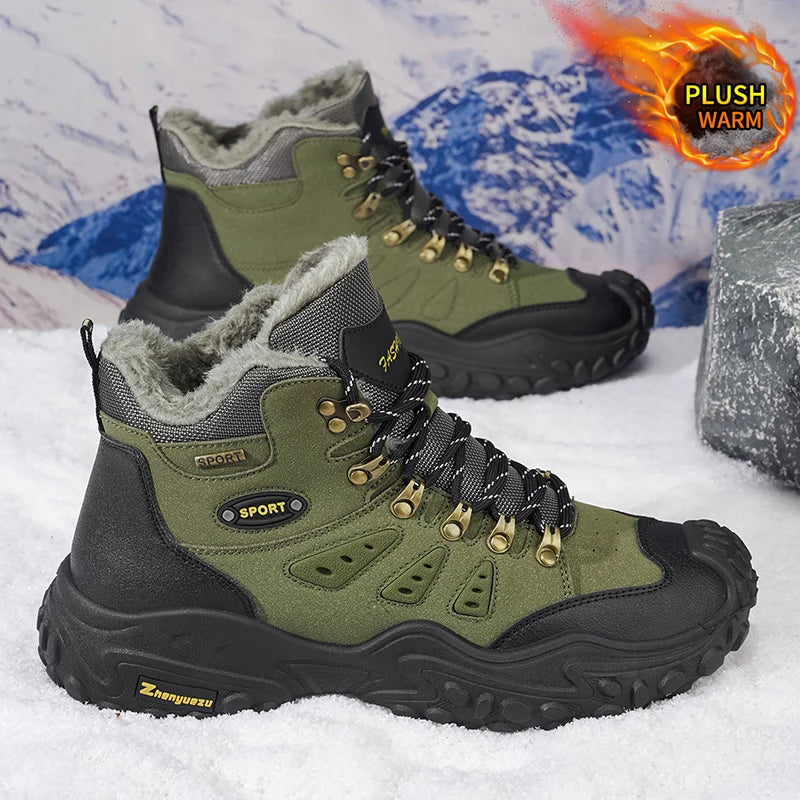 Autumn and Winter Men's Outdoor Sports and Travel Fleece-Lined Warm Snow Boots, Christmas Gifts, Birthday Gifts, Halloween Gifts
