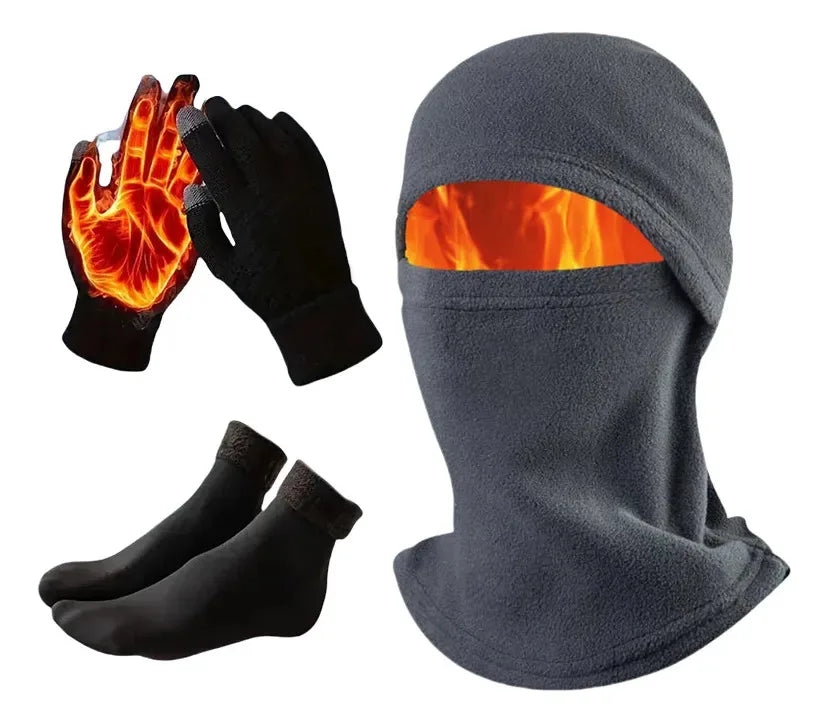 3pcs Winter Essentials Set,gloves + Socks + Balaclava