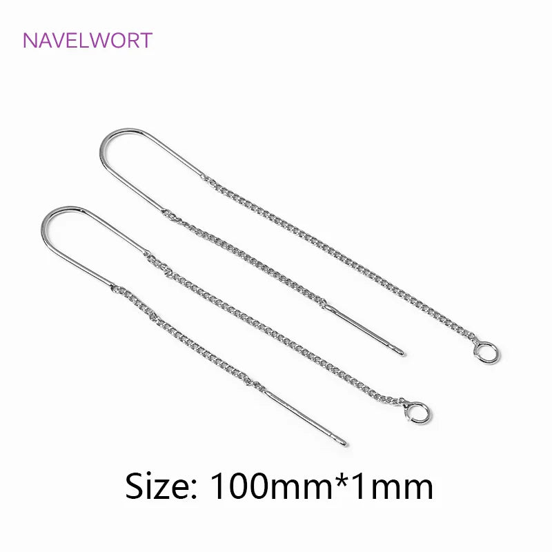 18K Gold Plated Brass With Center U-Bar And Open Ring Cable Chain Ear Thread Ear Wire Earrings DIY Earring Making Supplies