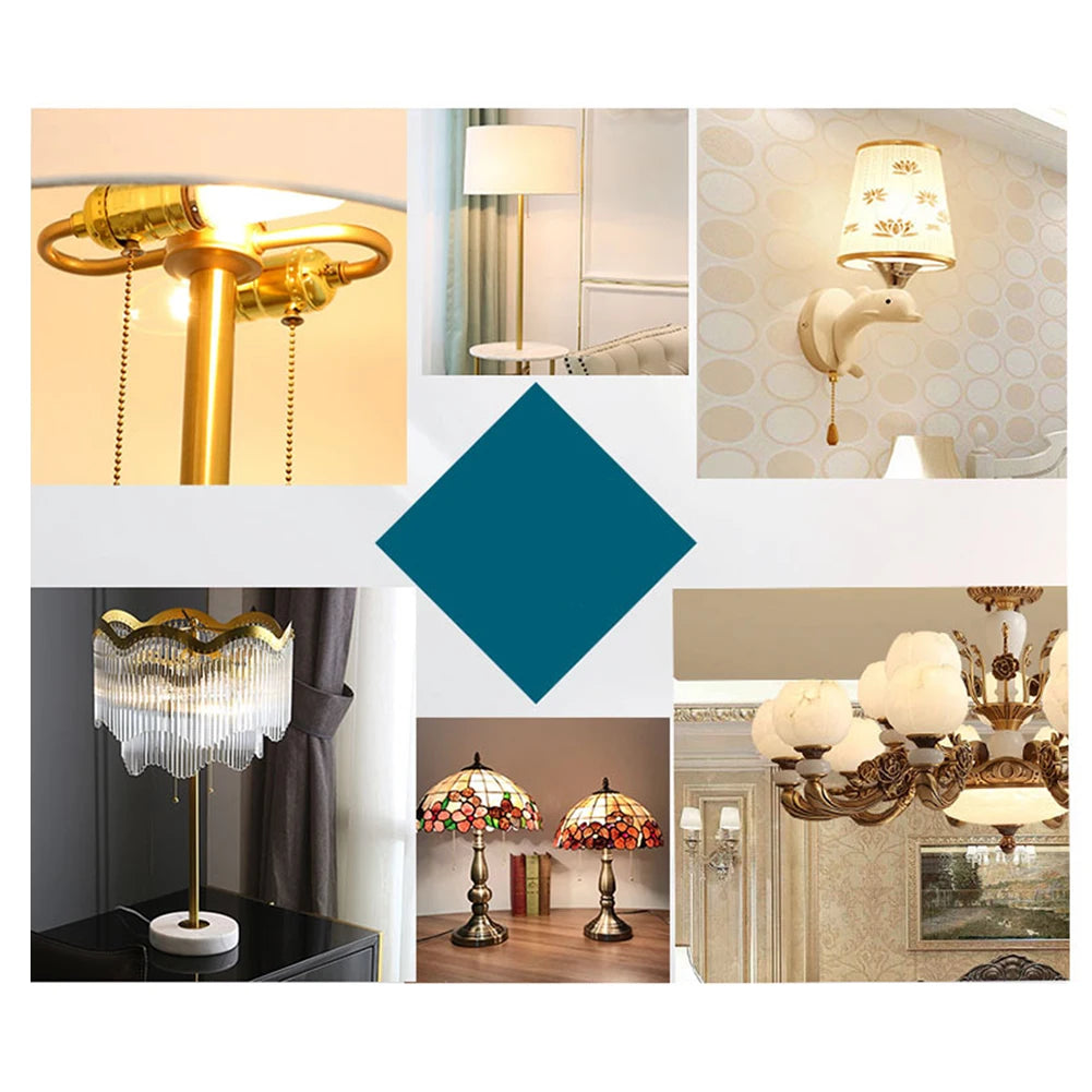 1Pcs Pull Cord Switch PC/PA + Alloy Pull Cord Wall Light Switch With Cord Rotating Pull Cord Switch For Table Lamps Floor-Lamps