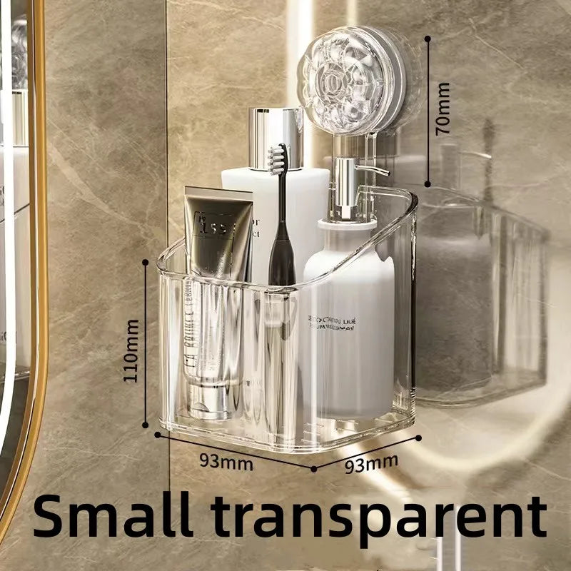 Suction Cup Storage Rack Washbasin Bathroom Toilet Shower Gel Wall Mounted Storage Box Bathroom Organizer Storage Space