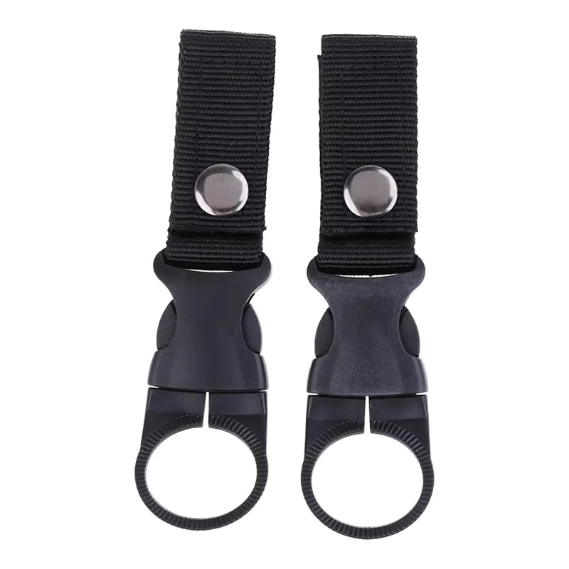 2Pcs Multifunctional Nylon Webbing Water Bottle Holder Hooks, Backpack Hanging Clip Carabiner Belt Buckle for Climbing Outdoor