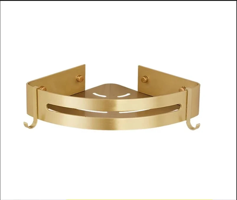 Corner Shelf Wall Mounted Bathroom Shelf Brushed Gold Aluminum Bath Shower Shelf Bath Shampoo Holder Corner shelf