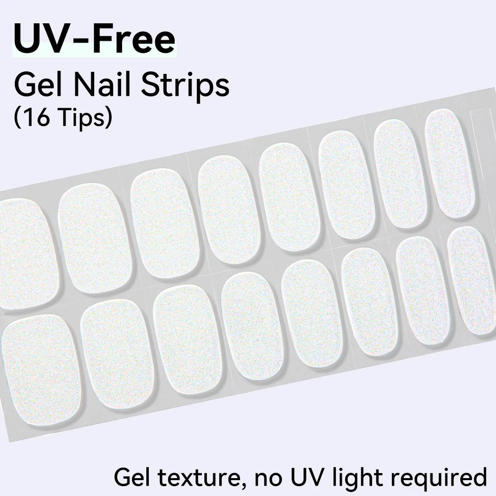 UV FREE Fully Cured Gel Nail Strips 16/22 Tips Self Adhesive Gel Nail Stickers DIY Nail Art Manicure DON'T NEED UV LAMP