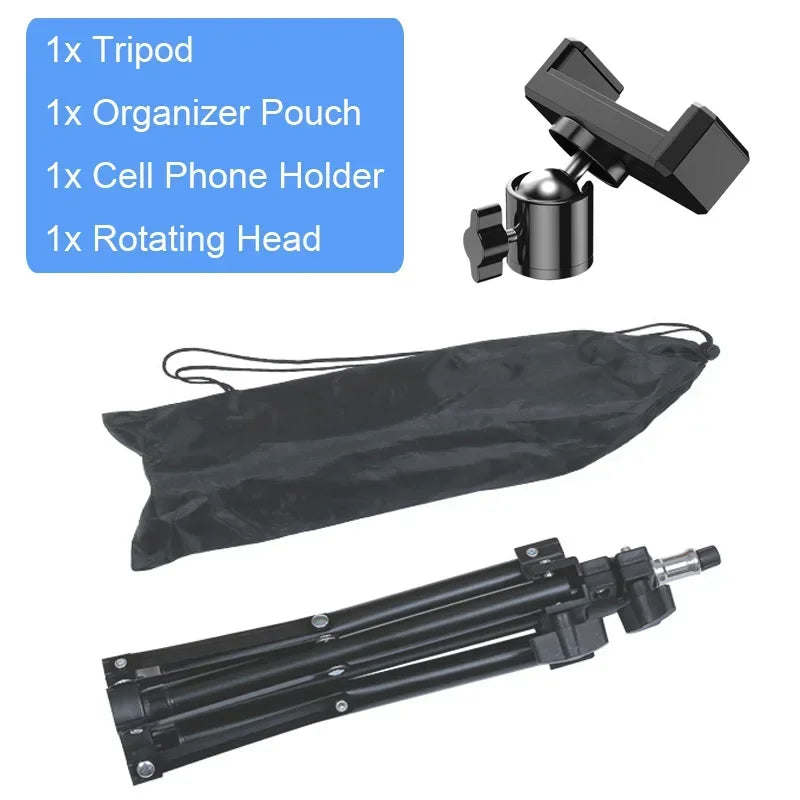 160cm Live Broadcast Tripod Landing Type Camera Anchor Selfie Light Frame Metal Thermometer Phone Holder