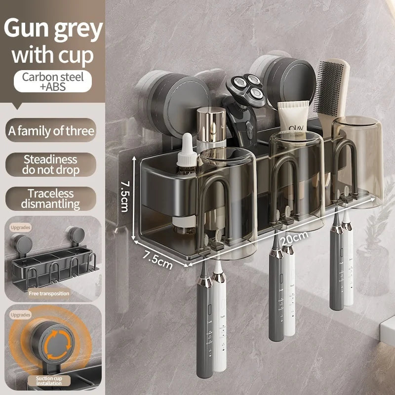 No Need To Drill Suction Cup A Wall-Mounted Electric Toothbrush Holder With a Cup For The Bathroom
