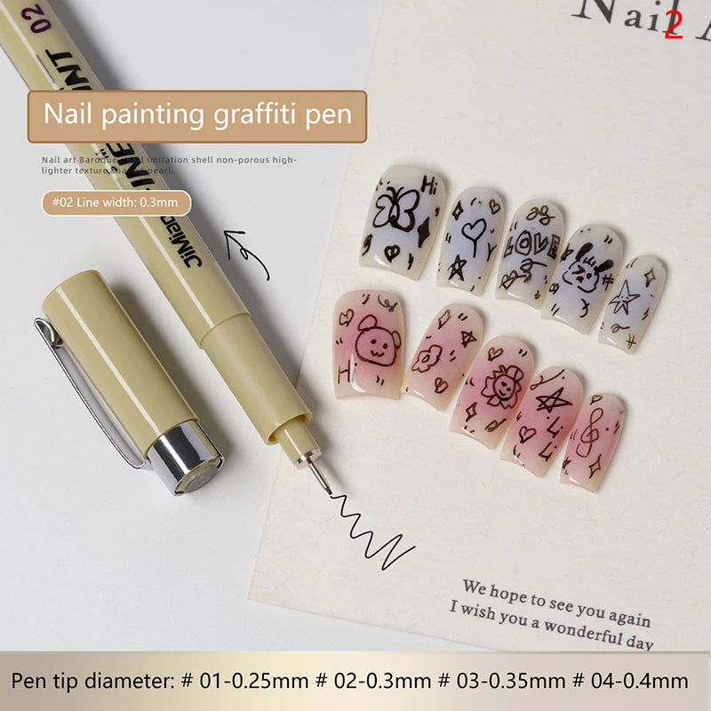 Waterproof Nail Art Graffiti Line Pen Gel Painting Wire Drawing Detail Sketching Tool for Creative Nail Design