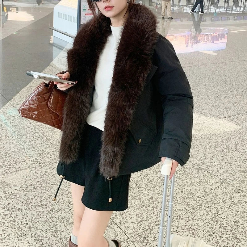 Autumn Winter New Style Fashionable Foreign Trade Winter Jacket for Women A Charming Elegant Hooded Mid-length Cotton Coat