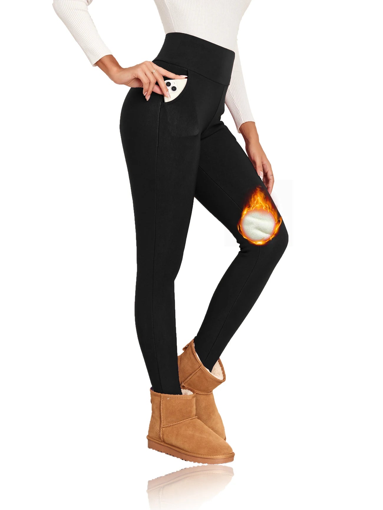 Super Warm Women Velvet Leggings With Pockets Autumn Winter Warm Fleece Tights Prevent Cold Leggings Stretch Leggings