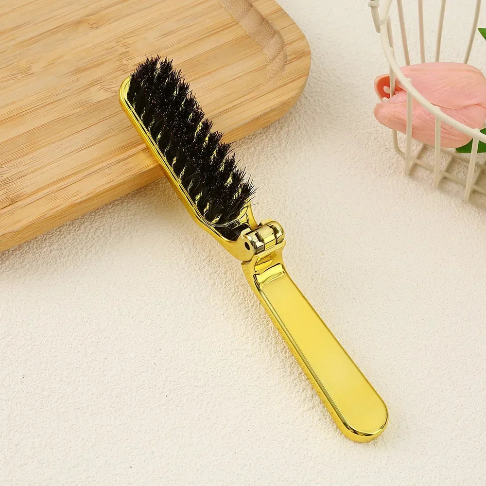 1PCS Soft Boar Bristle Beard Brush Hairdressing Hair Styling Comb For Beard Men's Shaving Brush Fold Beard And Mustache Brush