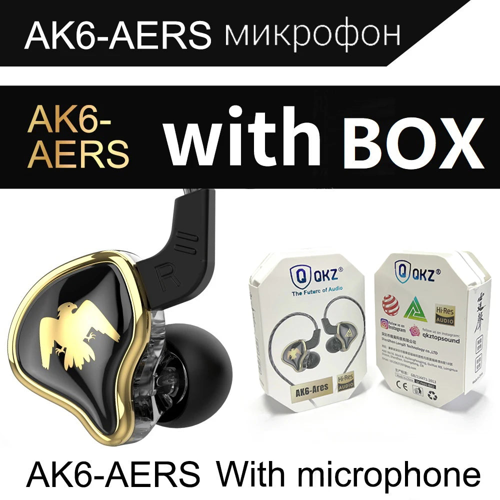QKZ AK6 Ares EDX PRO 1DD Dynamic Earphones HIFI Music Sport Earbuds In Ear Earphones Sport Noise Cancelling Headset EDXPRO DQ6 Z
