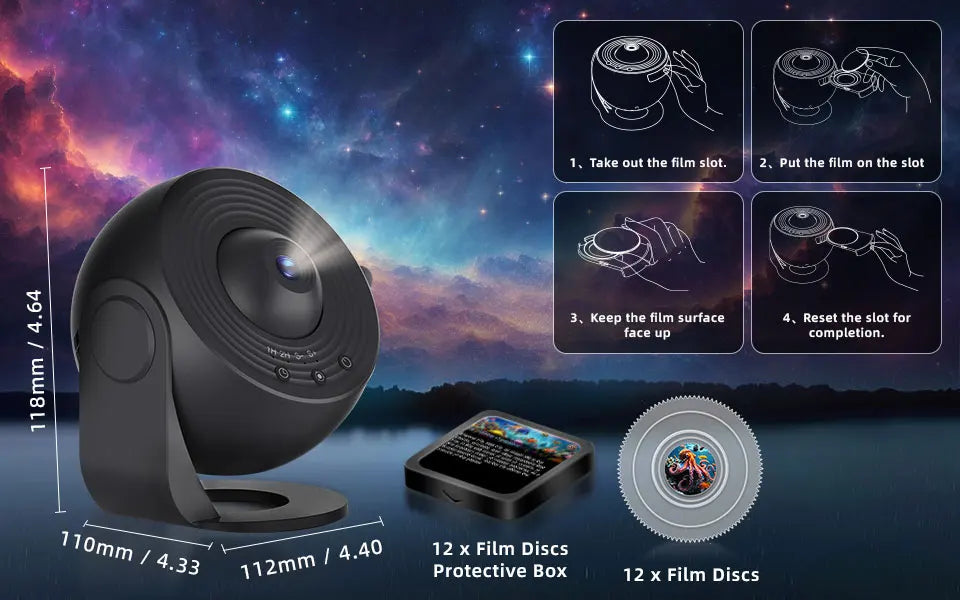 Ocean Starry Sky Projector Night Light 12 in 1 Animal Ocean Projector 360° Rotating Star Galaxy Projector Room Decoration