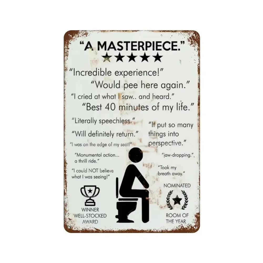 Bar tin painting,Alluring Funny Tin Sign - Retro - Style Toothbrush & Toilet Paper Tin Sign,Designed for Inviting Bathroom