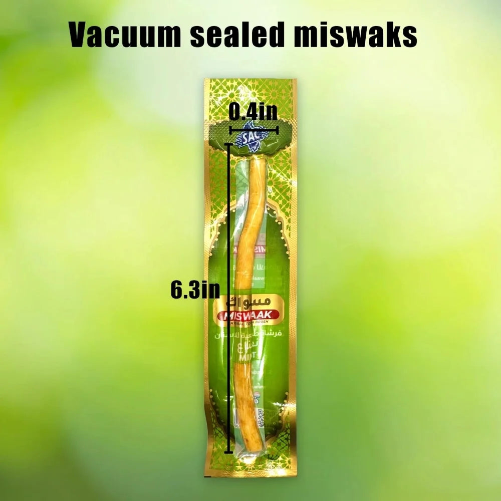 3 Mixed Flavors Miswak Sticks Toothbrush - Natural Arabic Plants For Healthy Teeth , Fresher Breath ( Mint & Original & Clove )