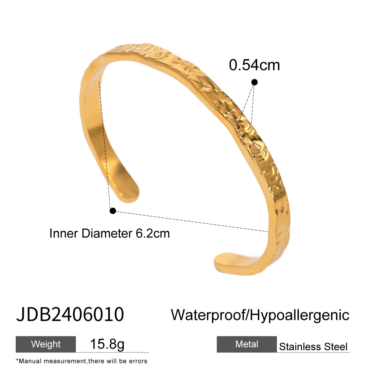 Youthway Minimalist Versatile Stainless Steel Metal Textured Open Bracelet Bangle For Women Anti Allergic Fashion Jewelry Daily