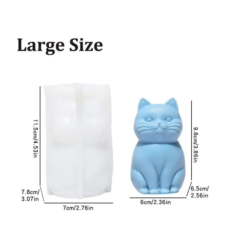 Sitting Cat Silicone Mold Handmade Soap Candle Making Supplies DIY Kitten Candle Soap Plaster Crafts Resin Concrete Mold