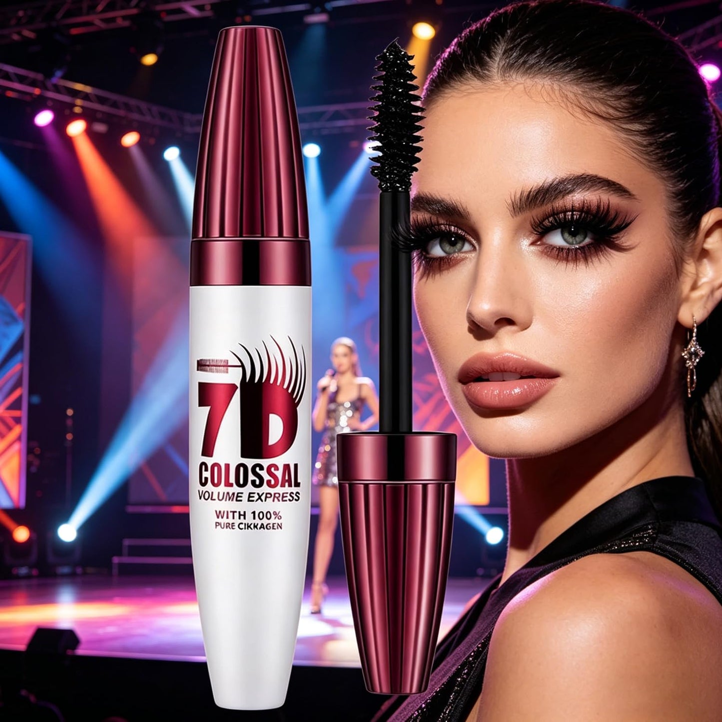 7D Waterproof Mascara, 2PCS Black Lengthening Thickening Softer Fuller Lashes Mascara, Long Lasting Natural Curling Lashes for Professional Eye Makeup, for Women and Girls