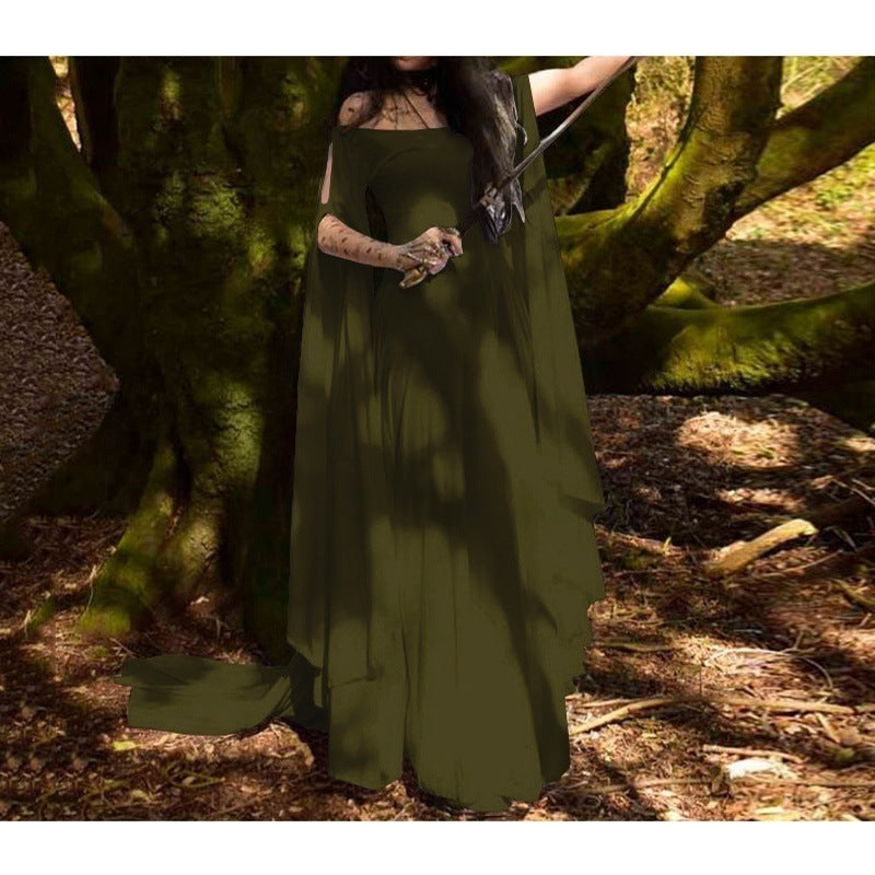 2018wish New party Long Sleeve Crewneck Belt Women Dress Halloween Women's Long Dress