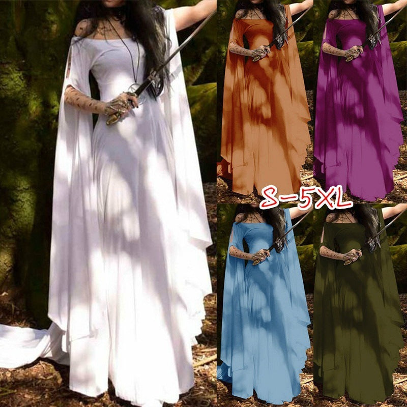 2018wish New party Long Sleeve Crewneck Belt Women Dress Halloween Women's Long Dress