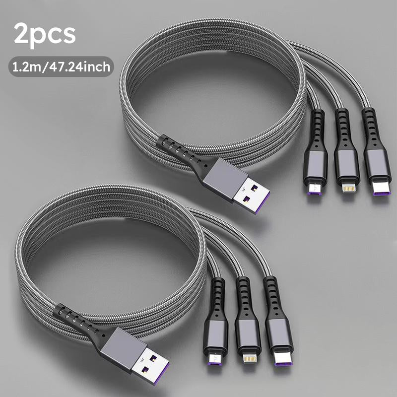 Charge Fast & Stay Connected! 🚀✨ Check out our 2-Pack 1.2M Super Fast Charging USB Cable - Mfi Certified 3 in 1 with Type-C, Micro USB, and IP Port! Perfect for all your devices! 📱🔌 #FastCharging #TechEssentials