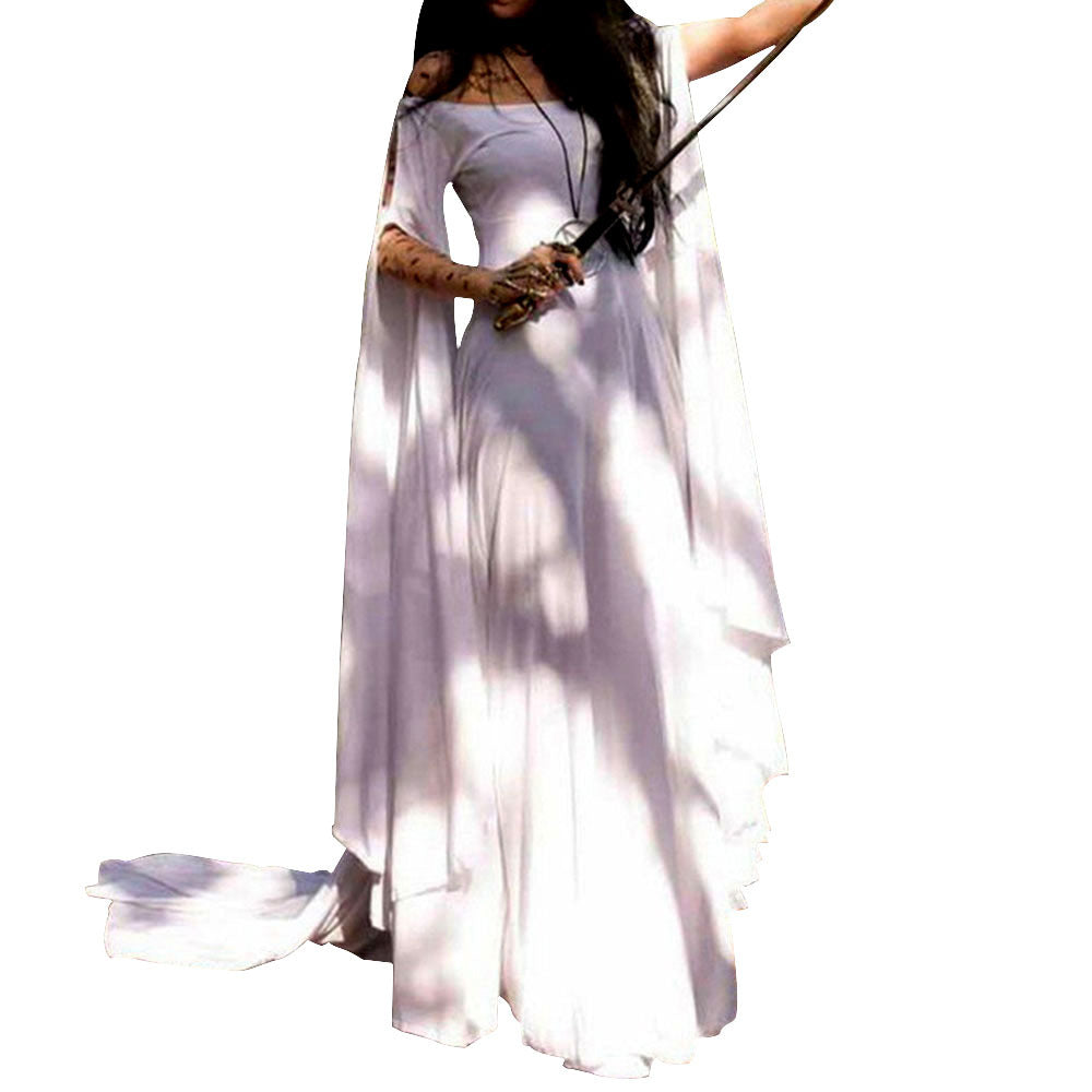 2018wish New party Long Sleeve Crewneck Belt Women Dress Halloween Women's Long Dress