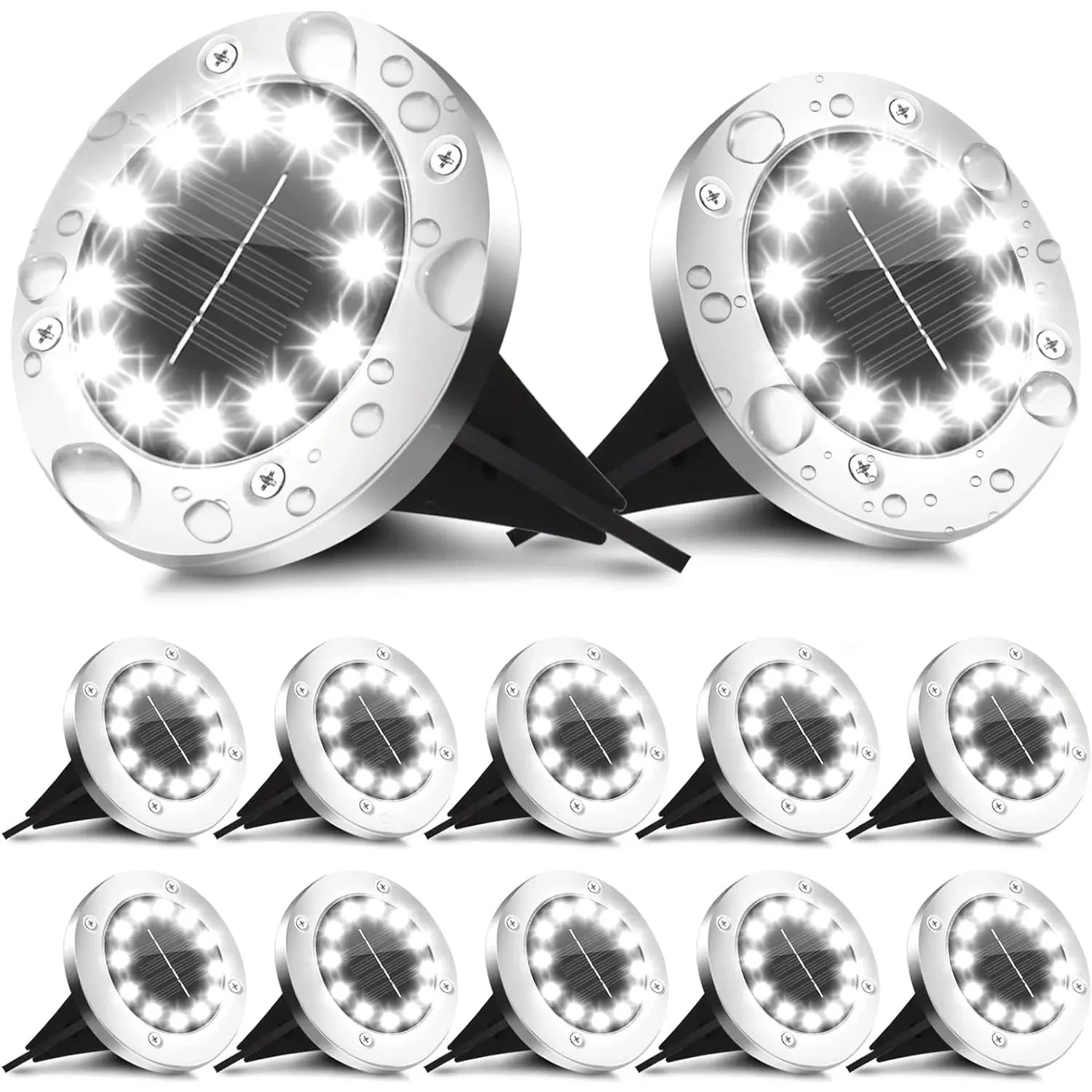 Solar Ground Lights Outdoor Decoration, 8/20LED Solar Garden Lights Waterproof, Solar Disk Lights for Yard, Pathway, Lawn, Patio