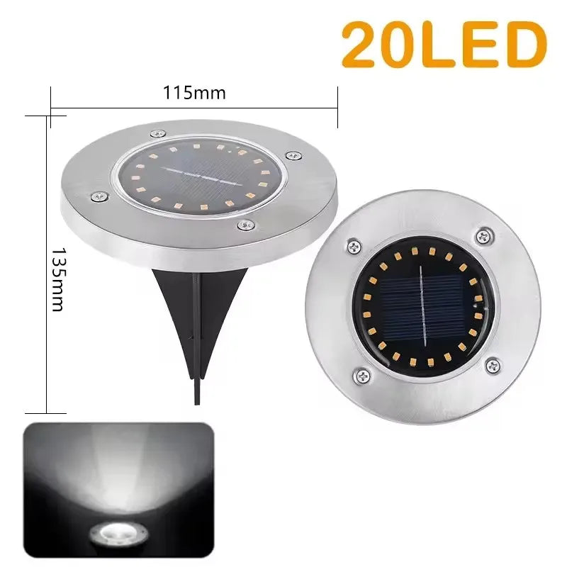 Solar Ground Lights Outdoor Decoration, 8/20LED Solar Garden Lights Waterproof, Solar Disk Lights for Yard, Pathway, Lawn, Patio