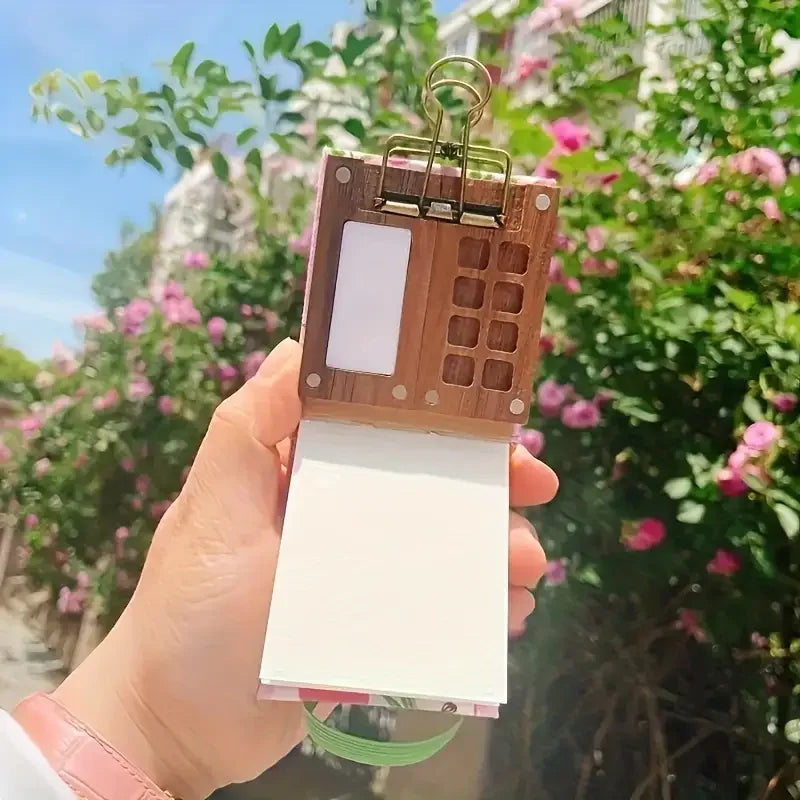 Mini Walnut Wood Watercolor Palette Portable Paint Box with Clip Travel Painting Paint Tray Art Supplies Sketchbook Palette