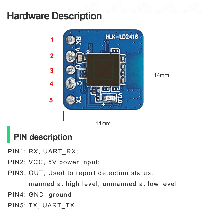 1-20Pcs HLK-LD2410-AA Human Presence Sensing 24G BLE Human Presence Radar Sensor 9m Detection Range Max 6m Hanging Mount Height