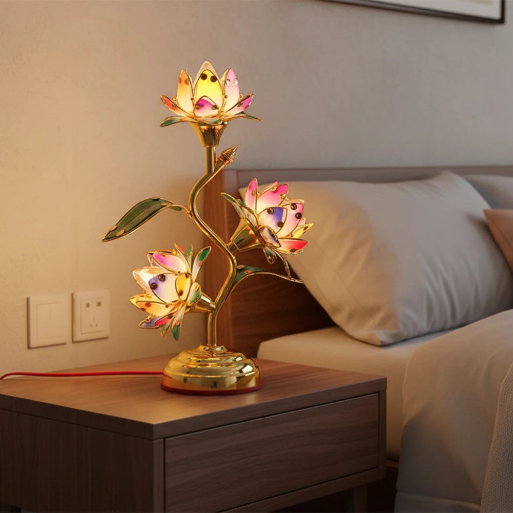 Lotus-Lamp Plug in Electric Lotus-Lantern Long-Lasting Led: Energy-Efficient Table Decorative Lamp Vibrant Multi-Color-Lotus