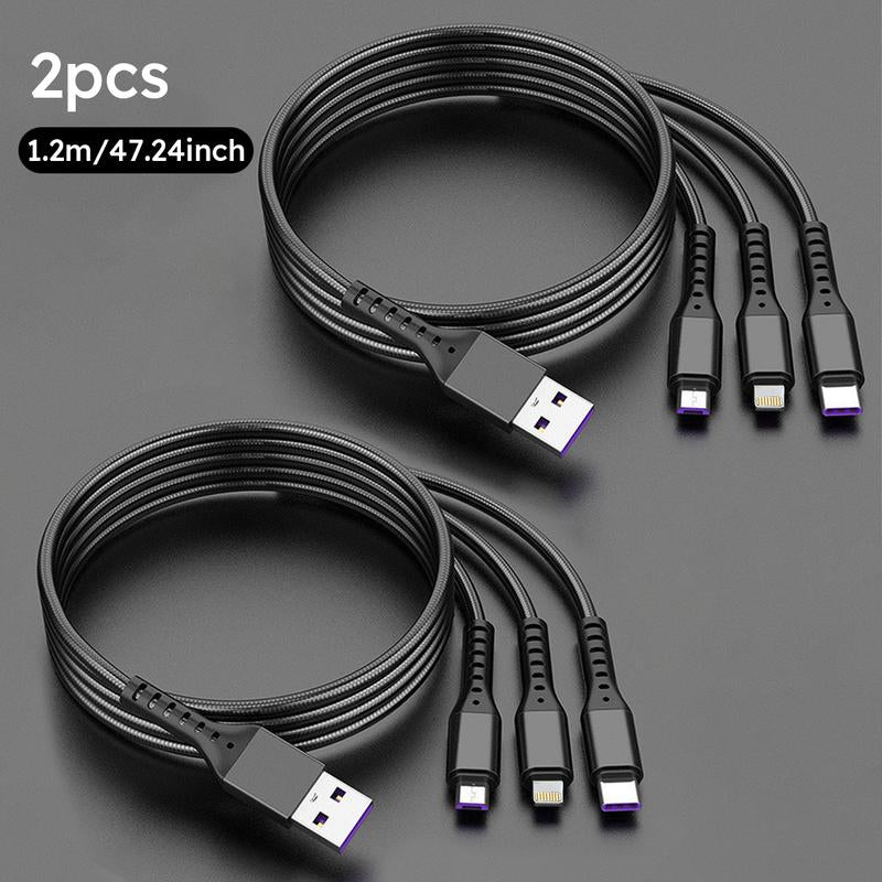 Charge Fast & Stay Connected! 🚀✨ Check out our 2-Pack 1.2M Super Fast Charging USB Cable - Mfi Certified 3 in 1 with Type-C, Micro USB, and IP Port! Perfect for all your devices! 📱🔌 #FastCharging #TechEssentials