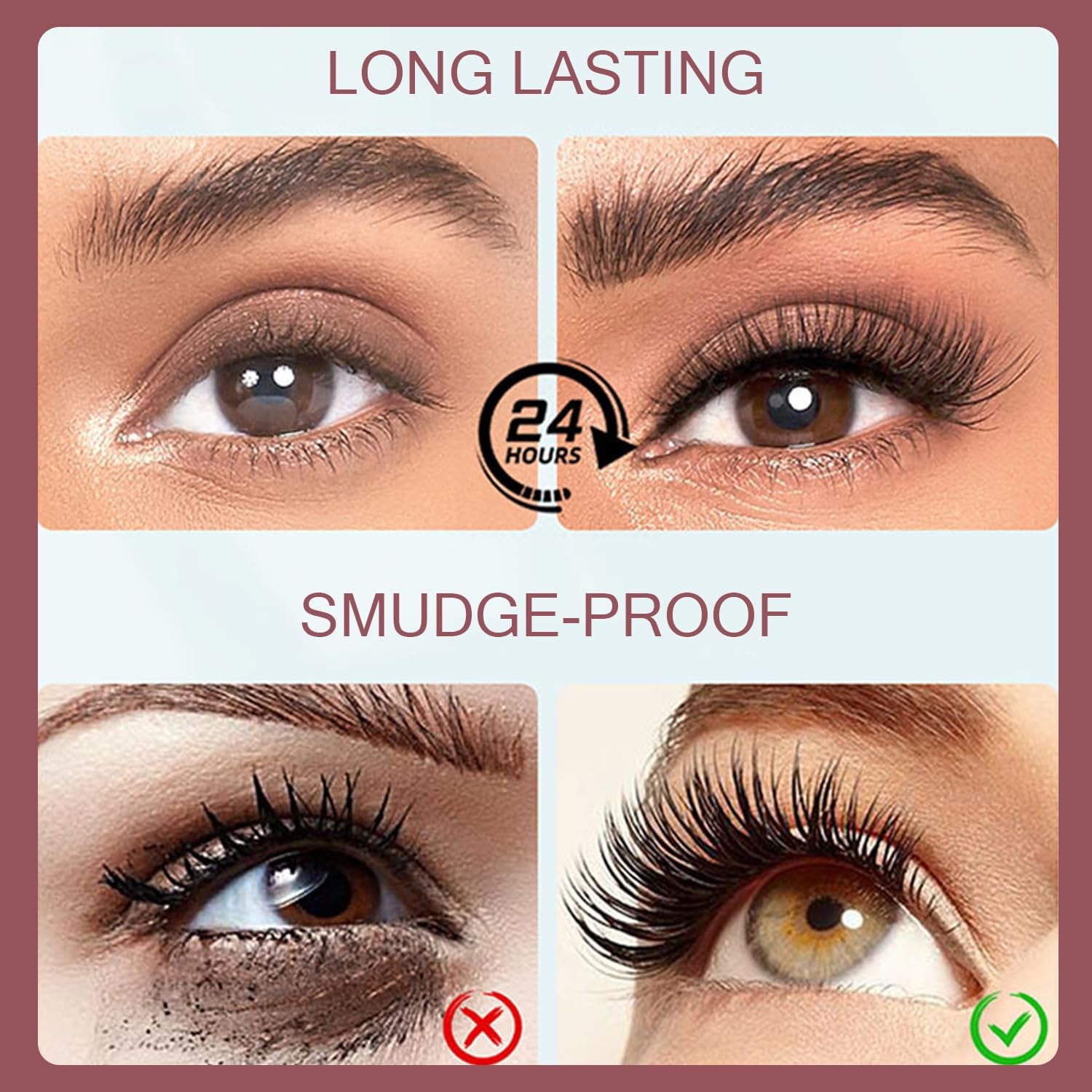 7D Waterproof Mascara, 2PCS Black Lengthening Thickening Softer Fuller Lashes Mascara, Long Lasting Natural Curling Lashes for Professional Eye Makeup, for Women and Girls