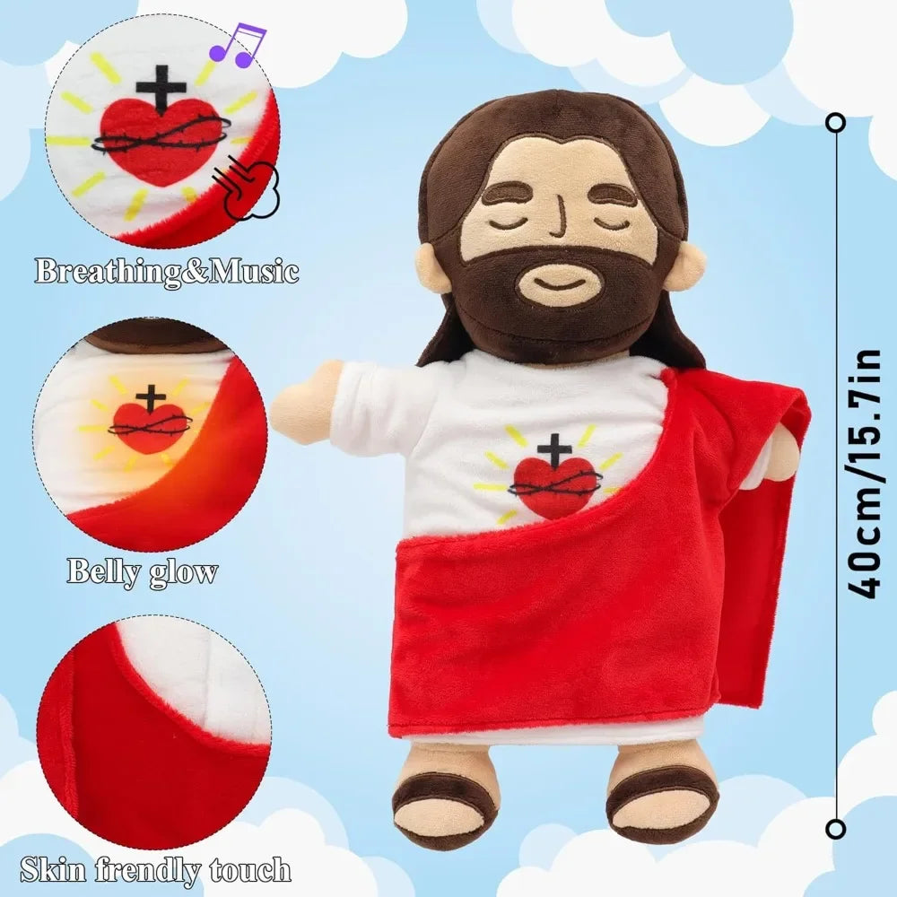 2026 New Jesuit Breathing, Glowing, Soothing Newborn Sleep Plush Toy, Cute Plush Doll