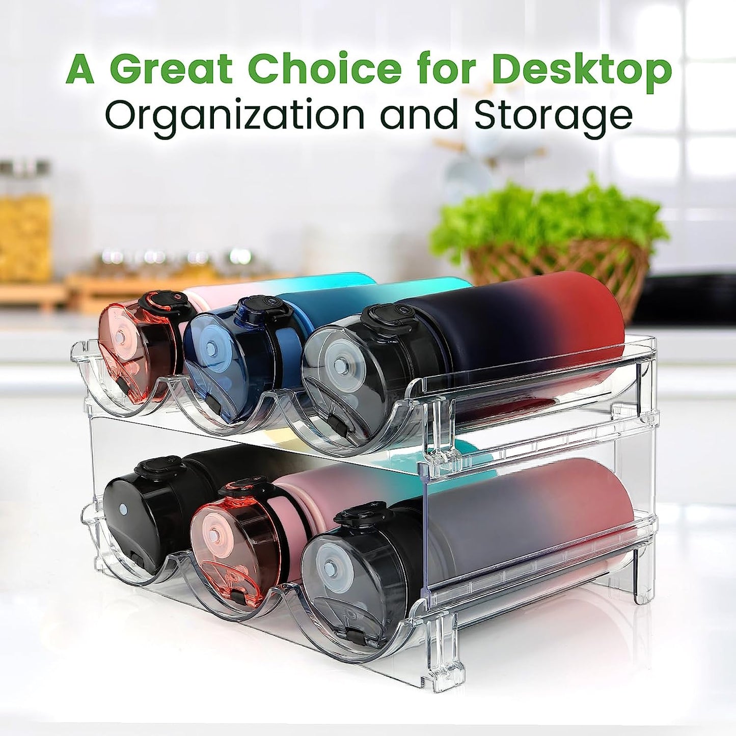 Say goodbye to clutter! 🌟 Check out our 2-pack Stackable Water Bottle Organizer for your cabinet! Perfect for keeping your hydration essentials neat and tidy! 💧🥤 #HomeOrganization #WaterBottleStorage