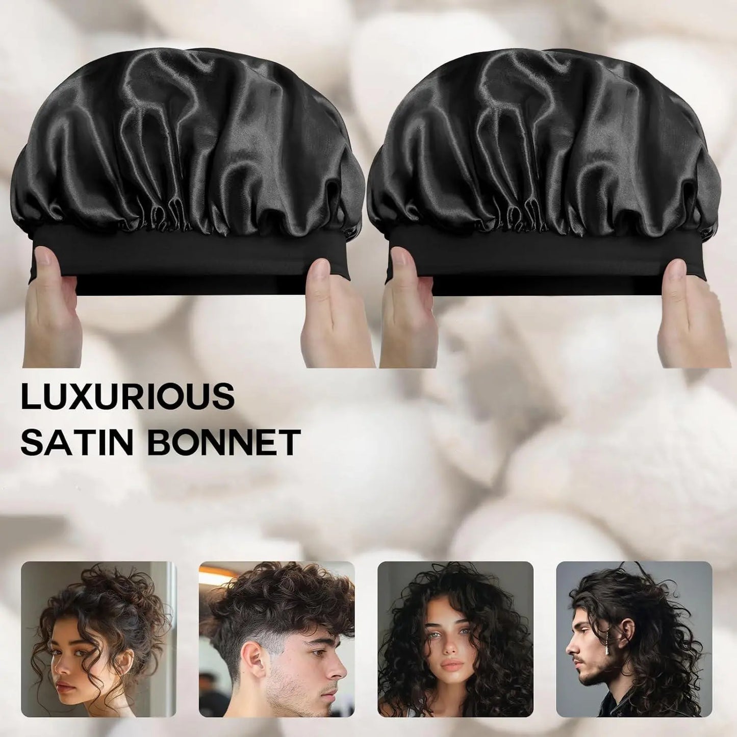Men Women Satin Sleep Cap, Soft Polyester Fabric Hat, Adjustable Satin Bonnet, Ideal for Natural Hair & Curly Styles, Bonnets for Sleeping ( Wine )