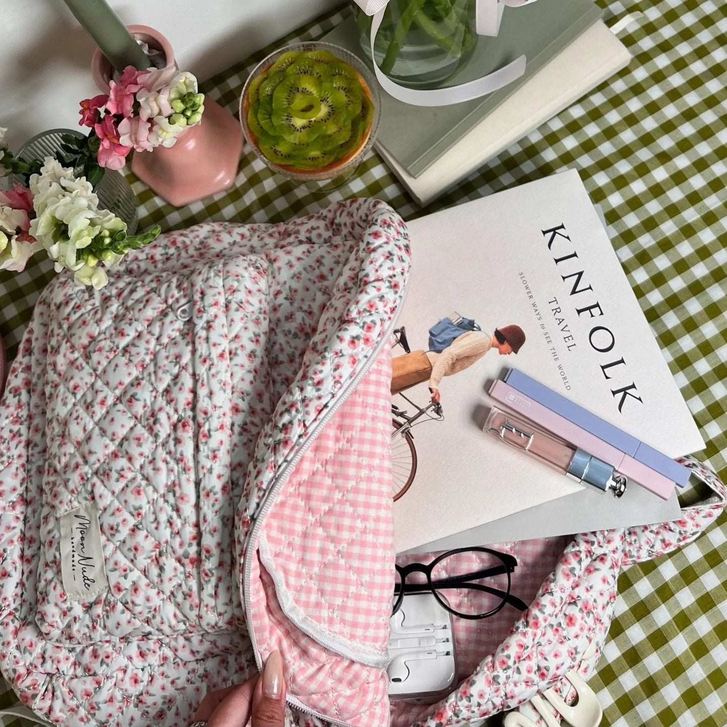 Moon Nude Peony Backpacks - Multiple Design Options - Convenient Exterior Pocket
